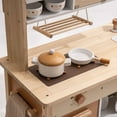 thumbnail image 2 of ROBOTIME Wooden Play Kitchen Modern Style Toy Kitchen  with Realistic Accessories for 3+ Girls & Boys , Caramel, 2 of 6