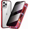 thumbnail image 1 of KOMI 360° Full Body Case Compatible with iPhone 16 Pro Max Clear Case with Lock and Screen Protector Camera Protector Clear Double Sided Glass Magnetic Aluminium Alloy Bumper Case, Red, 1 of 5
