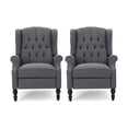 thumbnail image 3 of Christopher Knight Home Walter Tufted Fabric Recliners (Set of 2) by  Charcoal + Dark Brown, 3 of 5