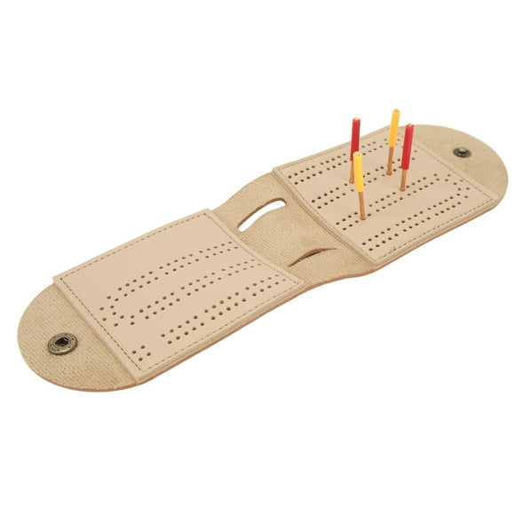 Leather Cribbage Board Game Set, 2 Track Cards Game Score Board Bag Clear For Camping
