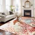 thumbnail image 2 of Large Area Rugs for Living Room Bedroom, Brown Turtle Coastal 8'x10' Rug Washable Carpet Runner Indoor Outdoor, Summer Beach Nautical Coral Shells Starfish Non Slip Floor Mats Rug for Kitchen, Patio, 2 of 8