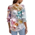 thumbnail image 6 of JTZGDY Blouses for Women Dressy Casual V Neck Boho Floral Printed 3/4 Smocked Cuff Sleeve Womens Tops Trendy Summer Graphic T-Shirts Pink S, 6 of 7