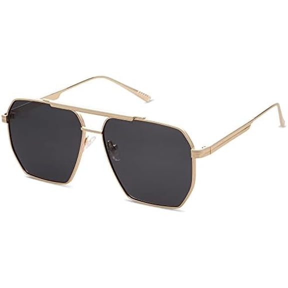 Retro Oversized Square Polarized Sunglasses for Women Men Vintage Shades Classic Large Metal Sun Glasses