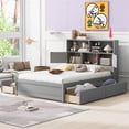 thumbnail image 6 of Kacho Full Size Platform Bed with Storage Headboard, Charging Station and 4 Side Drawers, Multifunctional Wooden Bed Frame for Teens Adults, No Box Spring Needed, Gray, 6 of 6