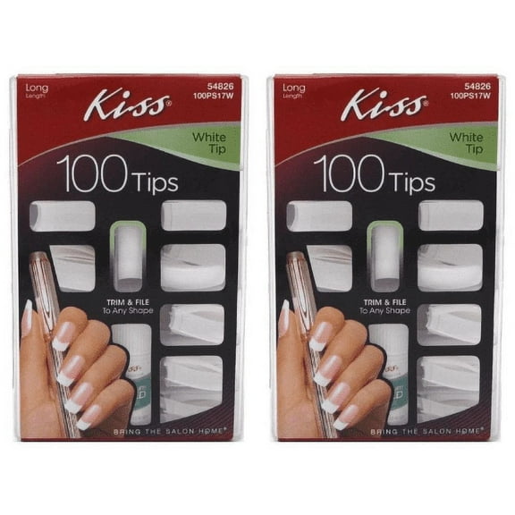 KISS Salon Acrylic Natural Nails - 100 Piece Kit White Tip- 100PS17W 2-Pack