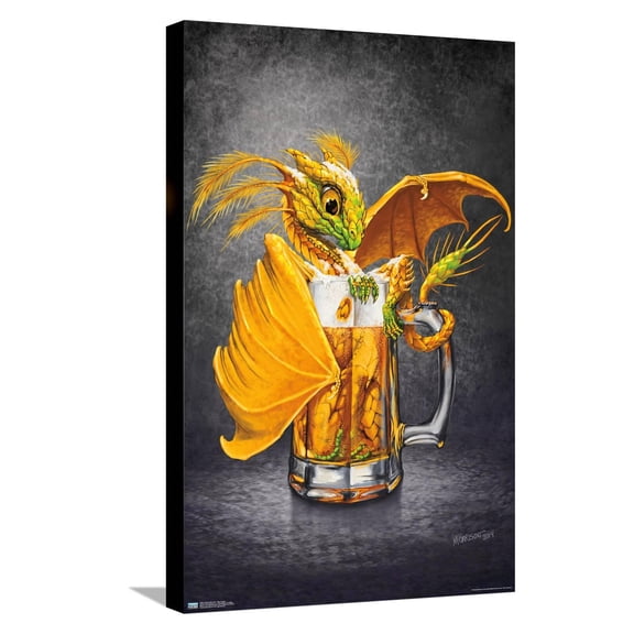 Stanley Morrison - Beer Dragon Canvas Wall Poster, 14.725" x 22.375"