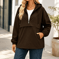 thumbnail image 2 of Dpjklzsn Women's Waterproof Half Zip Hooded Pullover Jacket, Lightweight Anorak with Pockets for Hiking Travel, 2 of 8