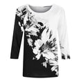 thumbnail image 4 of Teissuly Women's Fashion Printed T-shirt 3/4 Sleeves Blouse Round Neck Casual Tops, 4 of 5