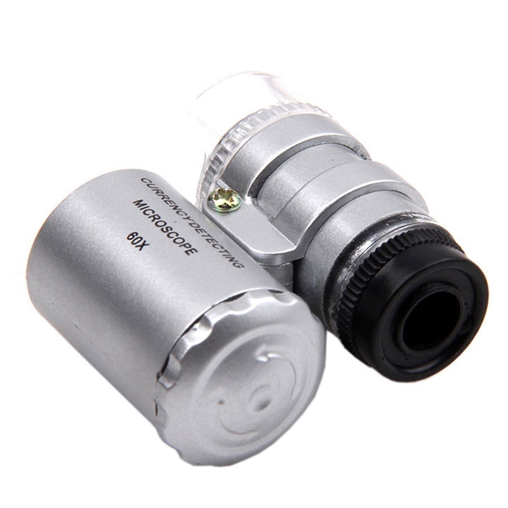 Magnifying Glass with Light LuckyStone Mini 60x LED illuminated UV Light Pocket Microscope Jeweler Magnifier Loupe