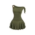 thumbnail image 1 of Vestido mini sin hombros y sin mangas Floerns, verde oscuro, 1 of 5
