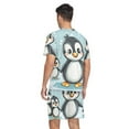 thumbnail image 2 of joogoo Men's Pajama Set Penguins and Snow V-Neck Pj Shorts Set 2 Piece Loungewear Sleepwear XXL, 2 of 7