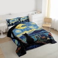 thumbnail image 3 of Manfei Kawaii Black Cat Full Size Comforter Sets 3-Piece for Child Teens,Abstract Starry Sky Bedding Comforter Set,Rustic Cabin Lightweight Bedding Sets,Microfiber Bedroom Decor,Reversible, 3 of 8