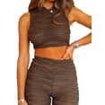 thumbnail image 4 of Liacowi Women 2 Piece Outfits Sleeveless Slim Fit Tank Top Shirt + High Waist Flare Pants Casual Sexy Suit Sets, 4 of 8