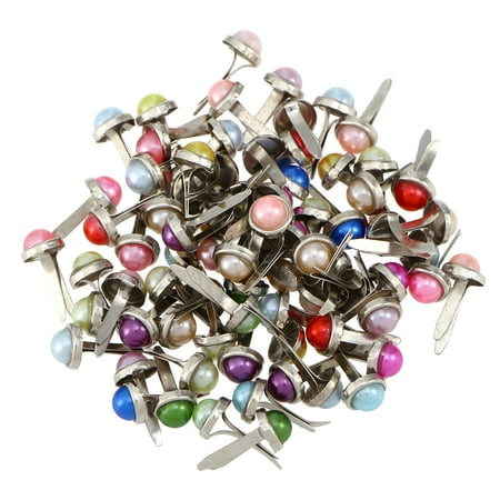 

50pcs Mini Brads Metal Pearl Brads Paper Fasteners for Scrapbooking Crafts Making Stamping and DIY - 6x13mm (Assorted Colors)