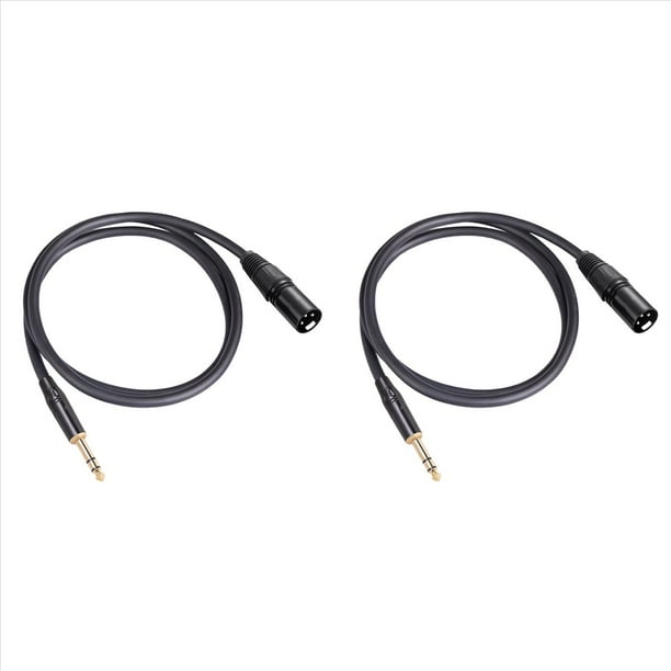 2X Cable de Micrófono Estéreo de Audio Macho una XLR Macho de 6,35 mm y 1/4 de Pulgada - Cable de Micrófono de Altavoz Balanceado Macho una XLR Macho, 3 Metros