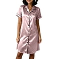 thumbnail image 3 of Pretxorve Women Nightgown Solid Soft Casual Cardigan Style Short Sleeve Loungewear Sleep Dress, 3 of 5