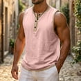 thumbnail image 4 of Vetsdori Mens Sports Tank Tops Muscle Sleeveless Summer Shirts Cotton and Linen Workout Henley Plain Tanks for Men, 4 of 8