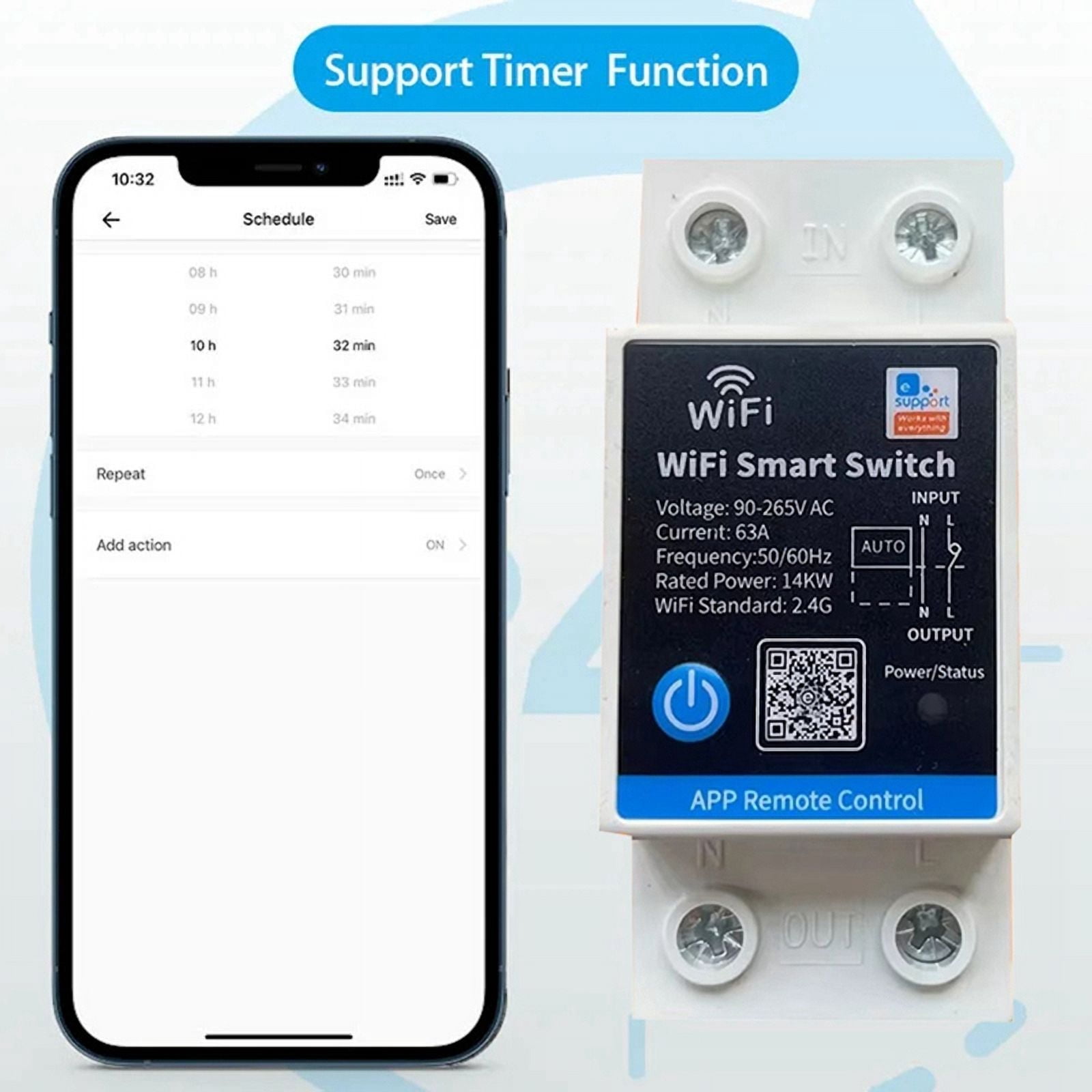 2X 63A Smart Switch Relay  APP Remote Control Timer Din Rail 2P Smart Switch Works with for //Salute