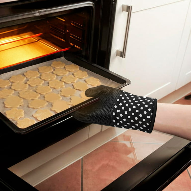 HOMWE Extra Long Professional Silicone Oven Mitt, Oven Mitts with