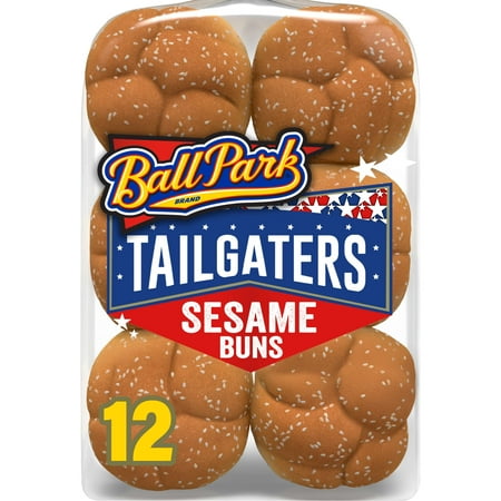 Ball Park Tailgaters Sesame Buns, 12 count, Hamburger Buns, 32 oz Multipack