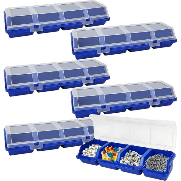 UTAH-6Pcs Screw Organizers Storage Bins with Lids, Plastic Stackable Hardware Organizer Box for Garage Nails Craft Tool Organizing, Tool Cart Cabinet Workbench Drawers with Compartment Bolt Organizer