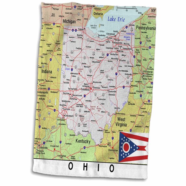 3drose Image Of Ohio Topographic Map With State Flag Towel 15 By 22 Inch Walmart Com Walmart Com