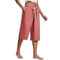 thumbnail image 4 of JJHGVB Cotton Linen Capris for Women Women Linen Shorts Cotton Linen Pants Beach Boho Pants Womens Linen Shorts Below the Knee Wide Leg Capri Womens Long Shorts Resort Wear for Women 2026 Red 1 M, 4 of 4