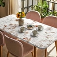 thumbnail image 3 of Brown Red Spring Floral Table Cloths for 5 Foot Rectangle Tables, Summer Flowers Botanical Elegant Patio Waterproof Elastic Fitted Tablecloths, Washable Rectangular Table Cover for Camping, 3 of 8