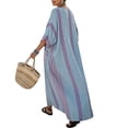 thumbnail image 2 of Sentmoon Robe de Printemps avec Poches Manches Courtes Col en V Robes Formelles pour Femmes Invitée de Mariage 2026 Été Imprimé à Rayures Coupe Ample Respirant Robes Maxi de Bureau Bleu TTTTG, 2 of 5