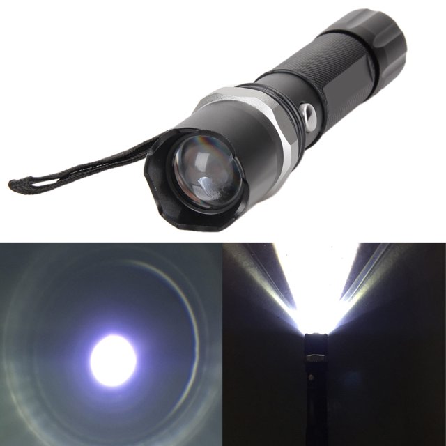 Linterna giratoria con zoom, antorcha, lámpara táctica para exteriores + batería 18650-123290