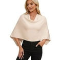 thumbnail image 1 of Women'S Poncho Sweater Slimming Fit Cropped Versatile Shawl Soft Knit Wraps Cowl Neck Short Tops Apricot One size, 1 of 9