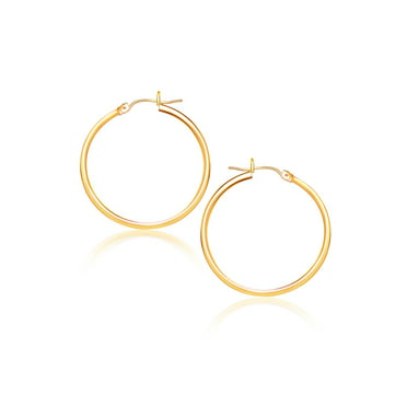 Amanda Rose Collection REAL 14K Yellow Gold 1 inch Round Classic 