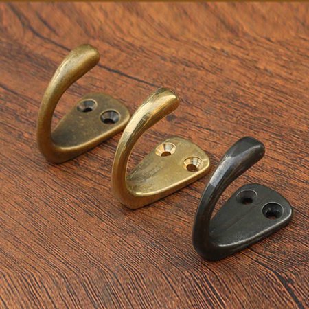 TureClos Brass Clothes Hat Belt Solid Hooks Vintage Wooden Door Back Closet Wall Hanger Home Decoration