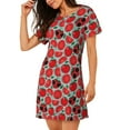 thumbnail image 2 of Wukai Cute Tomato Print Women's Loose Short Sleeve Nightgown, Soft Sleep Dress for Comfortable Relaxation, Casual Lounge Wear, 2 of 6