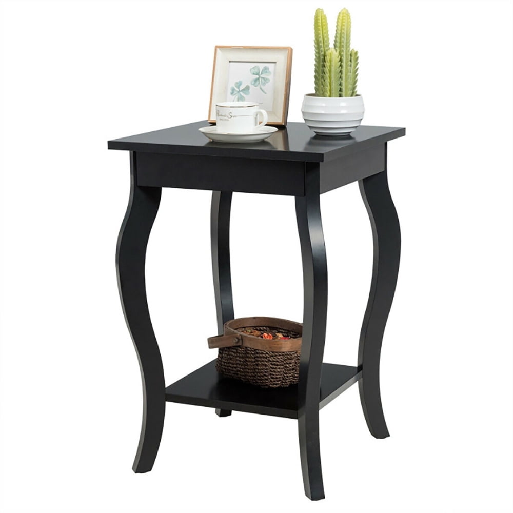 Finihen Round End Side Table, Sofa Couch Table with Storage Shelf, Accent Sofa End Side Table, for Small Spaces, Living Room, Bedroom, Black Finihen Round End Side Table, Sofa Couch Table with Storage Shelf, Accent Sofa End Side Table, for Small Spaces, Living Room, Bedroom, Black
