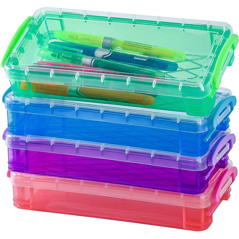 Gamenote Plastic Pencil Case Box With Lid Snap Closure, Large Capacity  School Supplies Storage Organizer Box For Kids (1)