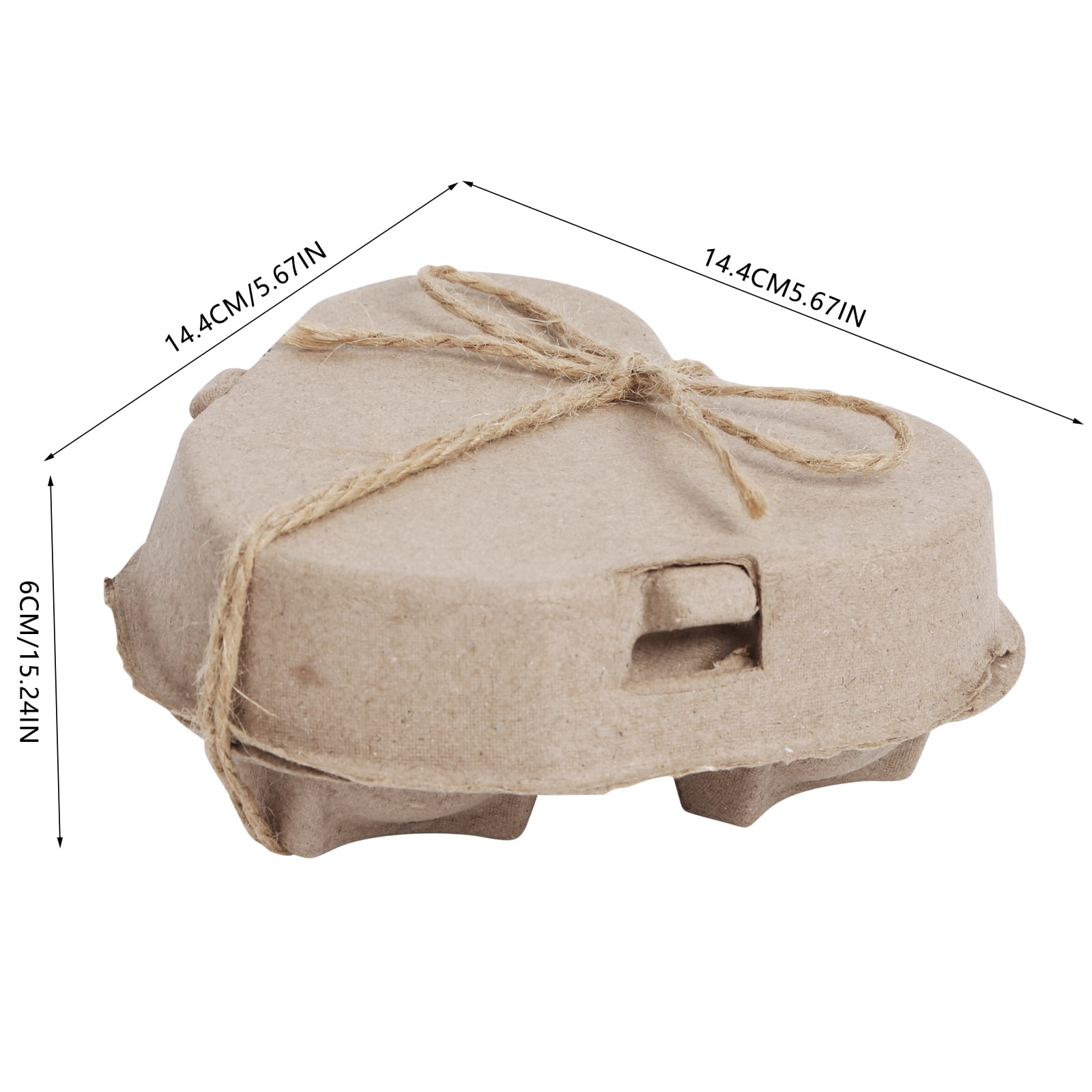Strafriture 100Pcs Paper Pulp Egg Cartons Bulk, Heart Shape Egg Box Bulk for 3, Case Holder Containers with Jute Rope for Home Kitchen Baking Storage,Brown