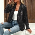 thumbnail image 3 of Women's Lace Blazer Open Front Sheer Mesh Blazer Coats Elegant Long Sleeve Casual Lightweight Dressy Summer Jacket,Black L, 3 of 6