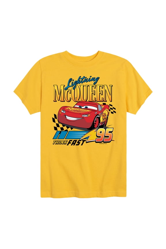Disney's Cars - Lightning McQueen Think Fast - Boy's Toddler And Youth Short Sleeve Graphic T-Shirt