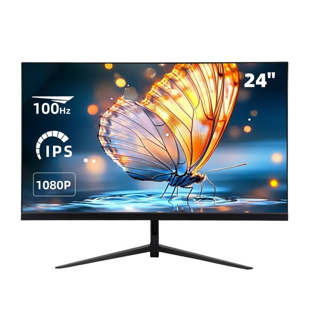 Monitor de Computadora de 24 Pulgadas, Pantalla de Escritorio FHD 1080P de 100 Hz, Monitor PC Gaming con Biseles Delgados con 99% sRGB, Filtro de Luz Azul, Puerto HD-MI y VGA, Soporte para Montaje en Pared VESA, para Oficina de Trabajo en Casa, Negro