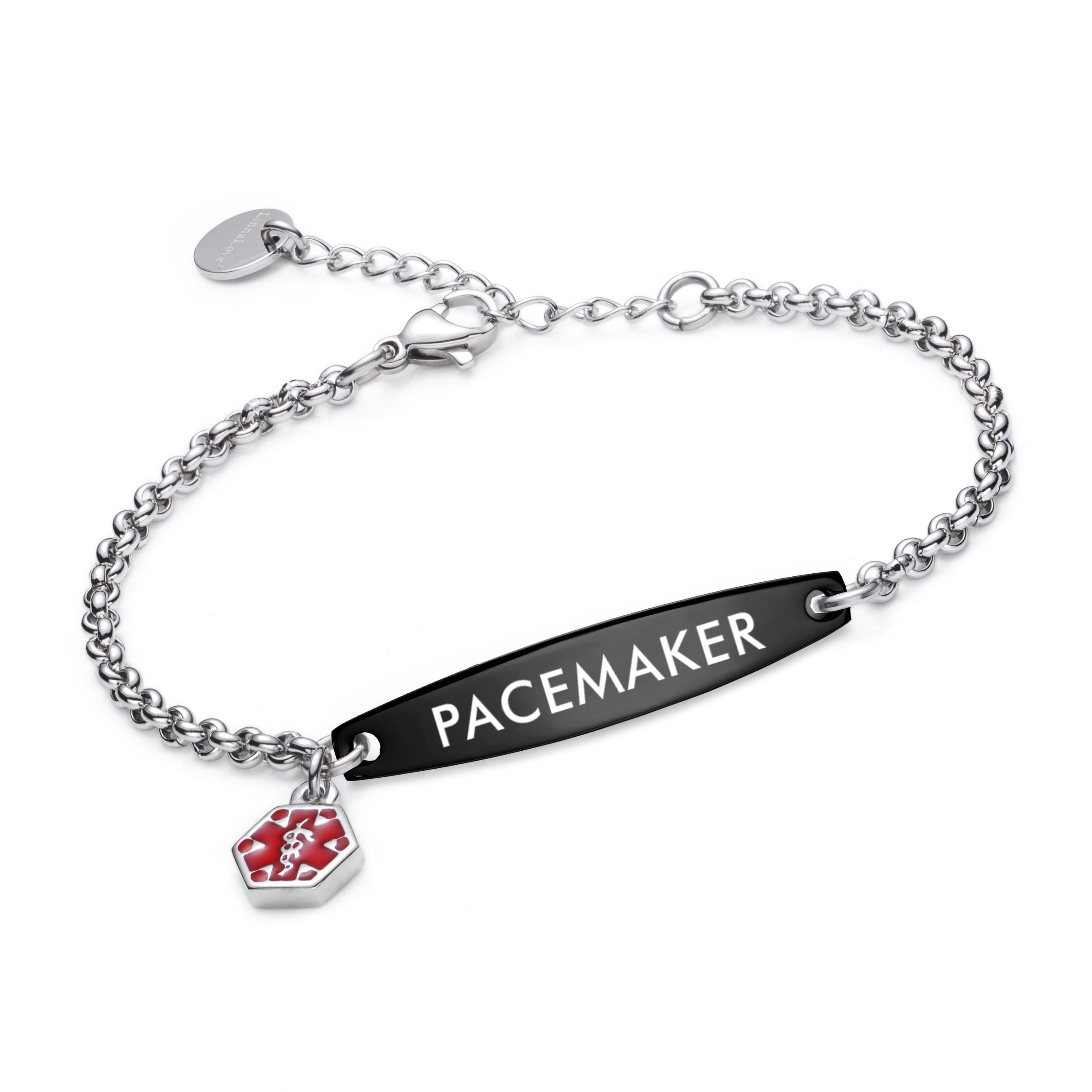 linnalove Medical id bracelet for Women Black pacemaker alert bracelets