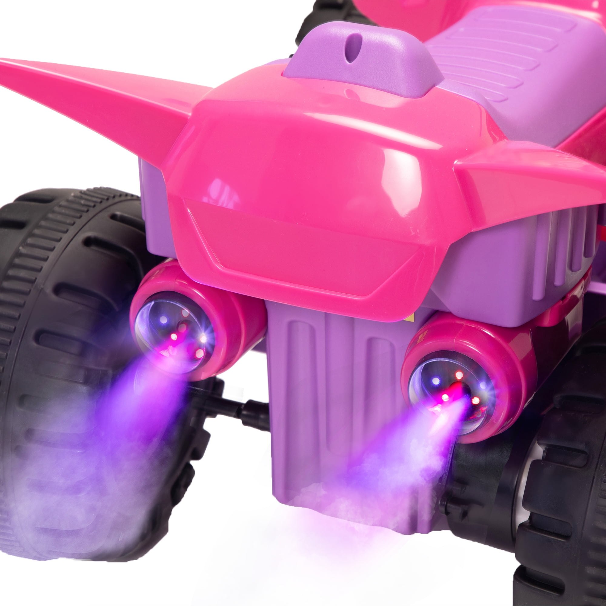 Senbabe 6V Battery Powered Ride-on ATV Car Toy with Spray Device, MP3 Player, LED Lights, Bluetooth and USB Port, Gift for Ages 3-5 Years Old-Rose Red