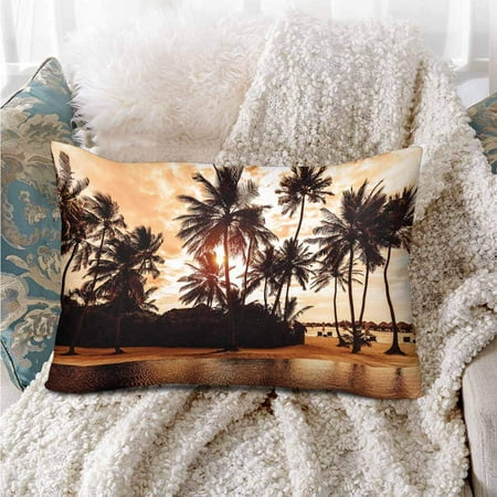 Gckg Tropical Beach Sunset Beautiful Palm Trees Silhouette Cloudy