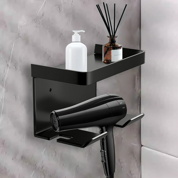 Estantes de baño con ventosa para pared, soporte para secador de pelo, sin perforaciones, de aleación