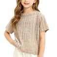 thumbnail image 6 of Zpanxa Kids Shirts Smocked Crew Neck Short Sleeve Solid Color Lightweight Breathable Summer Casual Tee, 6 of 7