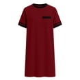 thumbnail image 5 of POIUYTR Women Casual Loose Pajama Dress Summer Comfy Crewneck Short Sleeve Pj T-shirts Dress Trendy Soft Solid Color Nightdress, 5 of 6