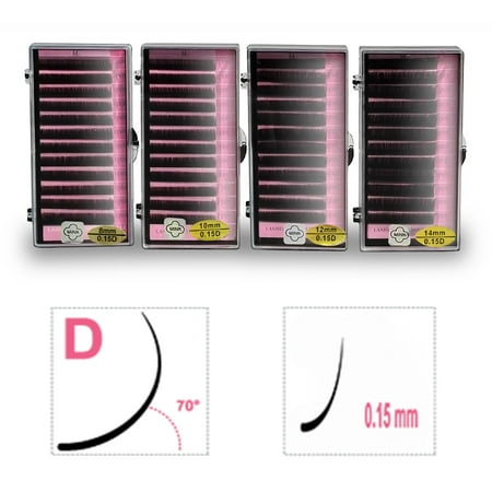 Eyelash Extensions D Curl Length 0.15mm Thickness Mink Fake Eye Lashes 4 Trays 8mm, 10mm, 12mm, (Best Way To Curl Your Eyelashes)