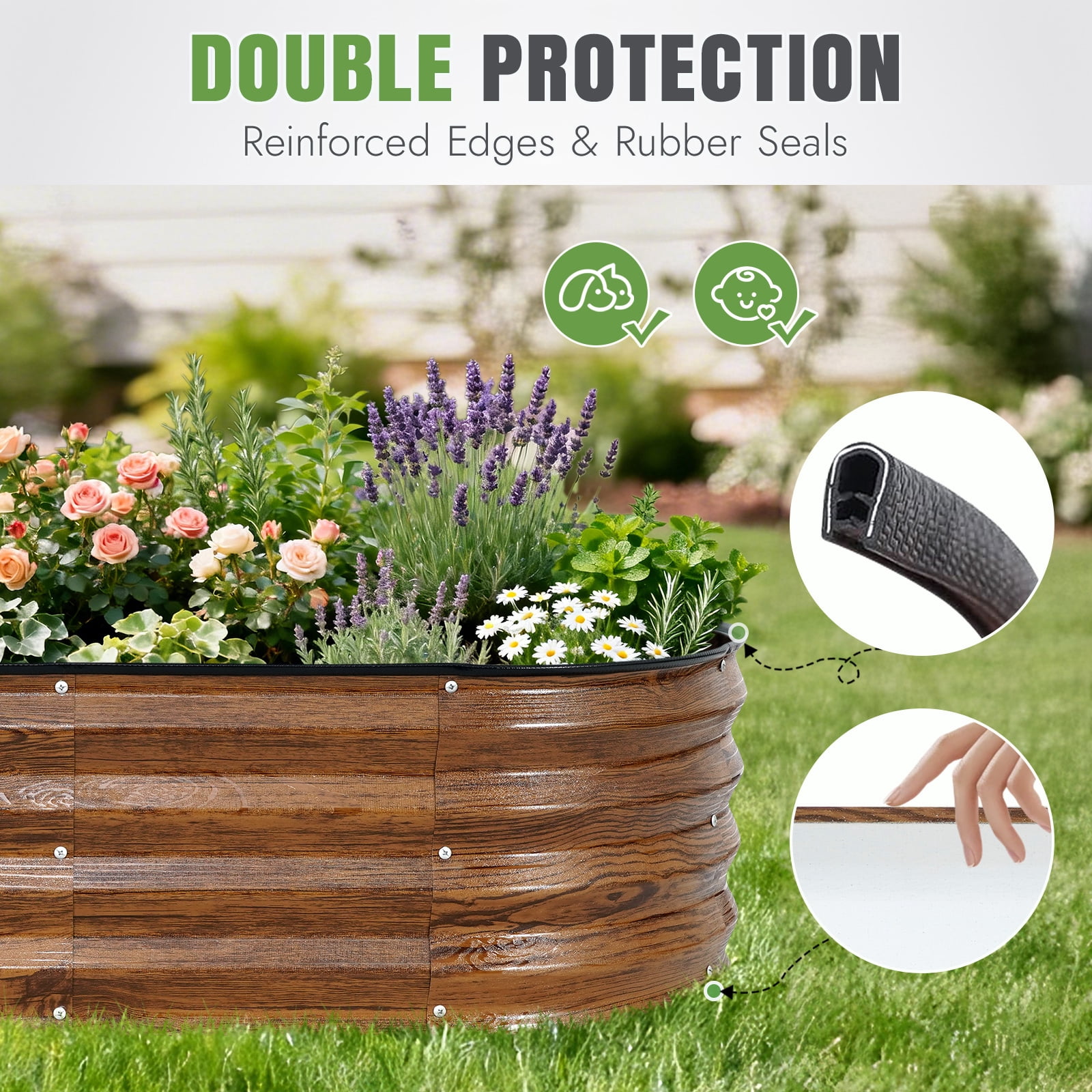 INNO STAGE Raised Garden Bed Kit Oval Galvanized Rust-Resistant Metal 3 Pack 4x2x1ft