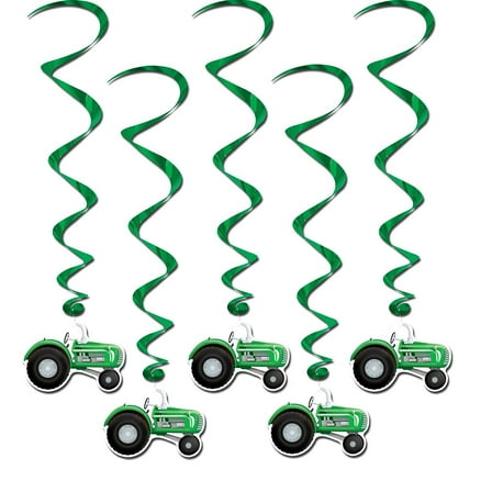 Farm Tractor Hanging Whirl Decorations (5 Pack) - Party Supplies