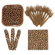 Leopard Print Value Party Supplies Pack (58  Pieces for 16 Guests), Value Party Kit, Leopard Party Plates, Leopard Print Birthday, Napkins, Forks, Tableware